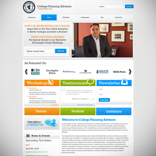 webpage mockup example with text and stock photos