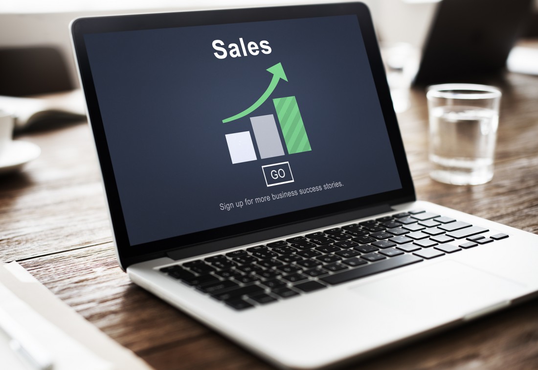 Sales Selling Commerce mockup on a laptop